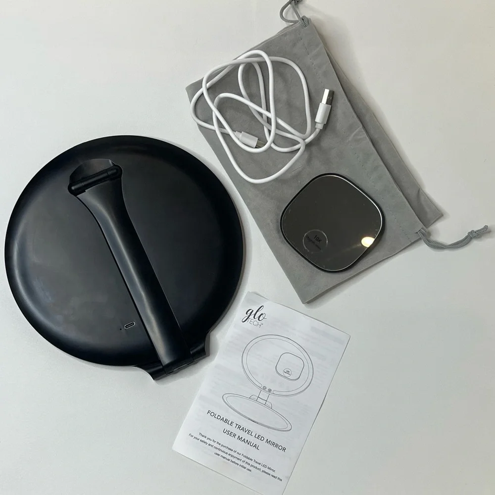 Glo Tech 7” Foldable Travel LED Mirror NWOT